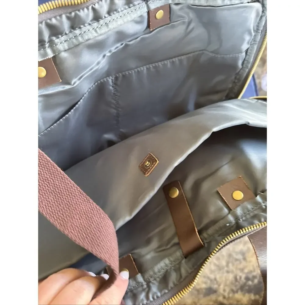 Line Of Trade Gray Canvas Laptop Bag w/ Leather Double Handles & shoulder strap